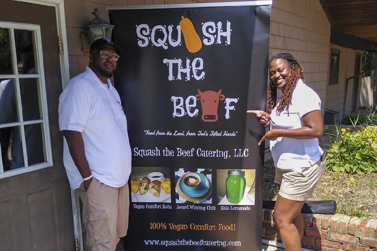 Kurtis Williams Sr. (left) with Candace Maiden, co-owners of Squash the Beef