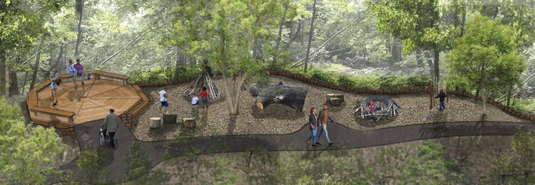 <span class="content-image-text">Nature Center at Shaker Lakes - Stearns Trail Reconstruction - group deck rendering</span>