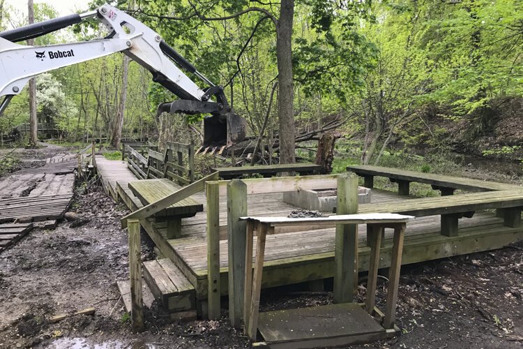 Construction on what will be the play area at the Nature Center.