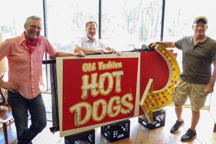 Old Fashion Hot Dogs street sign.