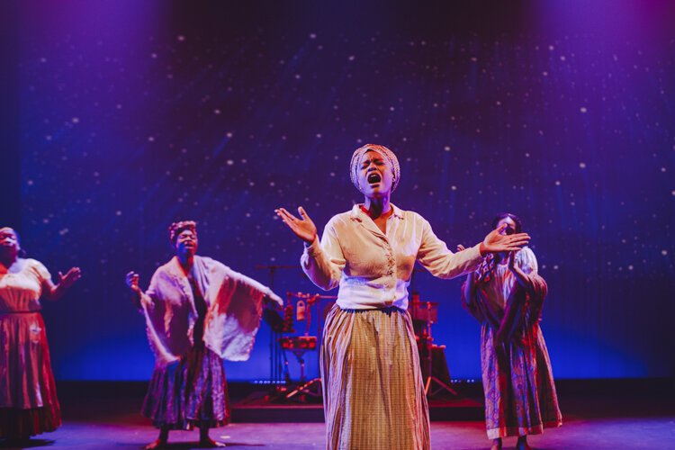 Karamu performers rehearsing for the Juneteenth event performance.