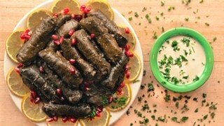 <span class="content-image-text">Stuffed grape leaves at the Falafel Café</span>