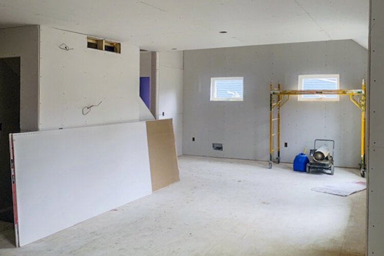 The open floor plan is a home with completely or partially open kitchen-family room arrangements.