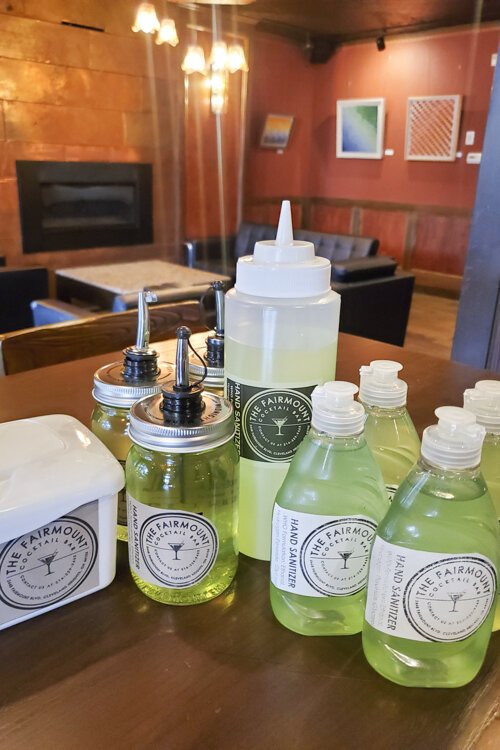 <span class="content-image-text">Mason jars of hand sanitizer have been placed throughout the establishment at the Fairmount.</span>