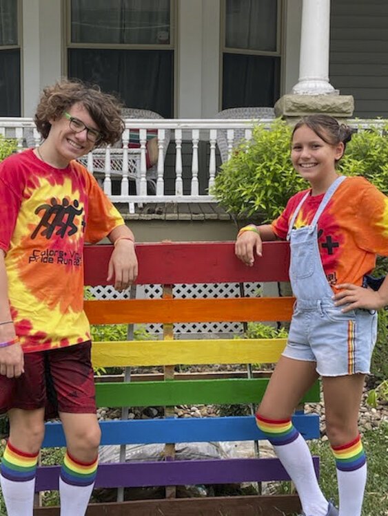 <span class="content-image-text">Two youth participating in Colors+ virtual Pride Run in Cuyahoga County.</span>