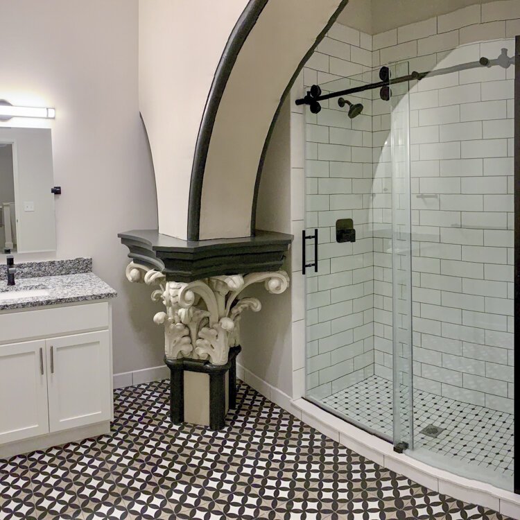 Bathroom in one of the two bedroom units at the San Sofia Luxury Apartments.