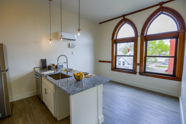 Kitchen with a view in the San Sofia Luxury Apartments.