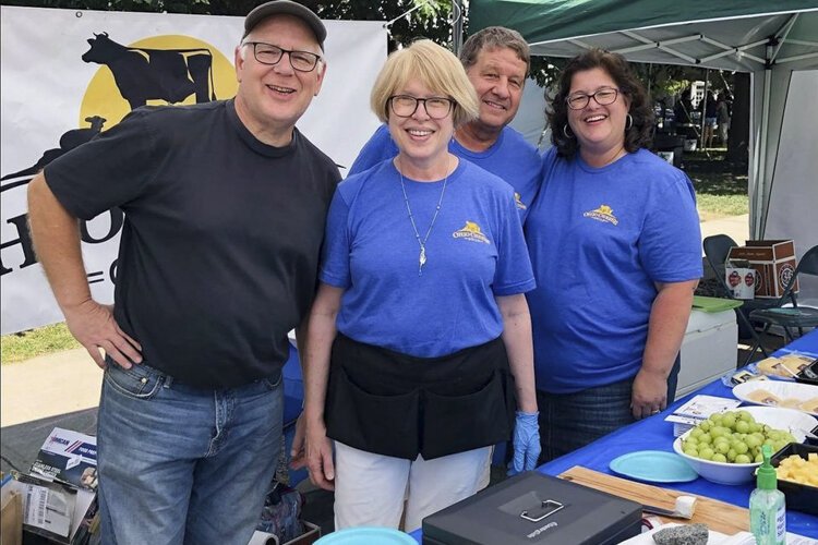 Marchant Manor Cheese booth at the Shaker Square Farmers Market.