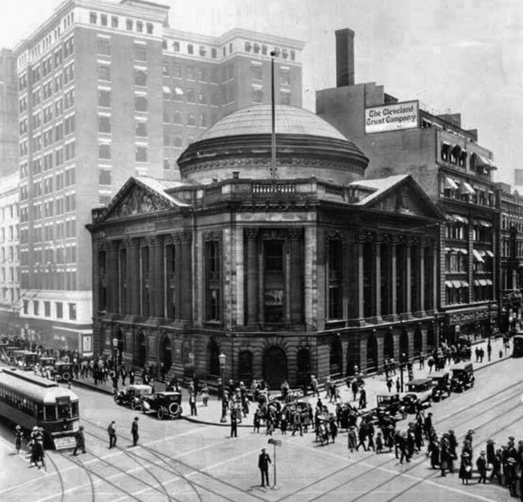 <span class="content-image-text">Cleveland Trust, ca. late 1920s: The exterior of the bank during its early years, most likely the late 1920s.</span>