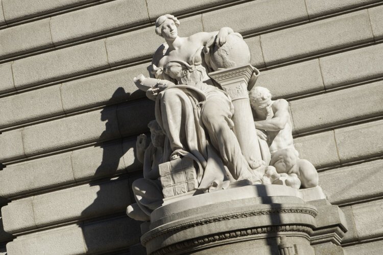 The Metzenbaum Courthouse statue—Jurisprudence posed for by Audrey Munson, described as America’s first supermodel.