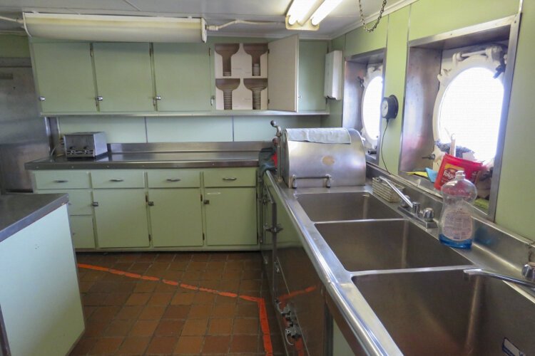 The galley at the stern of the Mather was updated in the 1970’s.