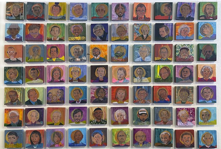 Melissa	Bloom, Artists of CONVERGE, Acrylic on wood, 71 5 x 5” panels