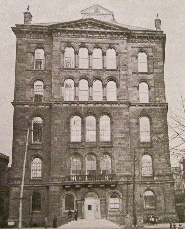 <span class="content-image-text">Third Cuyahoga County Courthouse once located on the northwest corner of Public Square, served as courthouse from its completion in 1858 until 1875.</span>