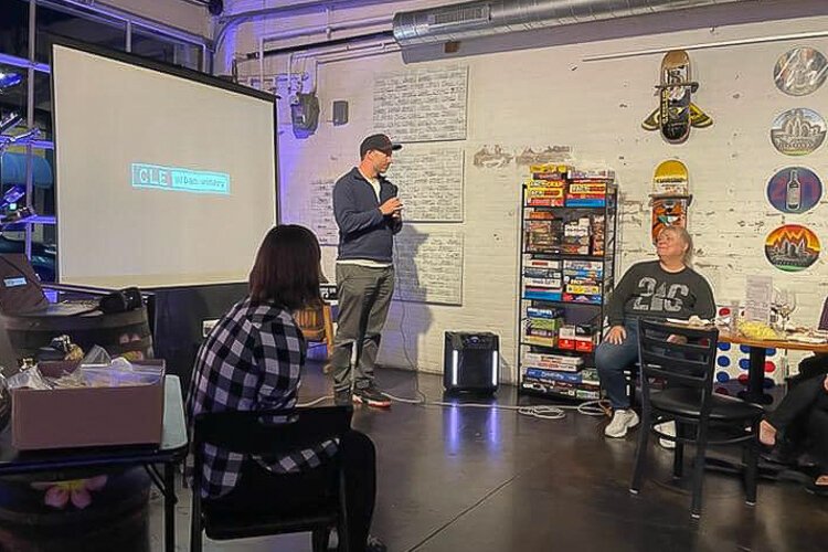 Documentary filmmaker Carl Kriss at the screening of “Creating Community Through Wine: The CLE Urban Winery”