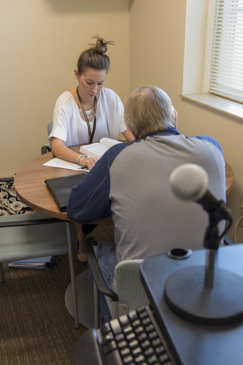 <span class="content-image-text">Students and faculty working with children and adult clients in The Baldwin Wallace Speech Clinic and family feeding center.</span>