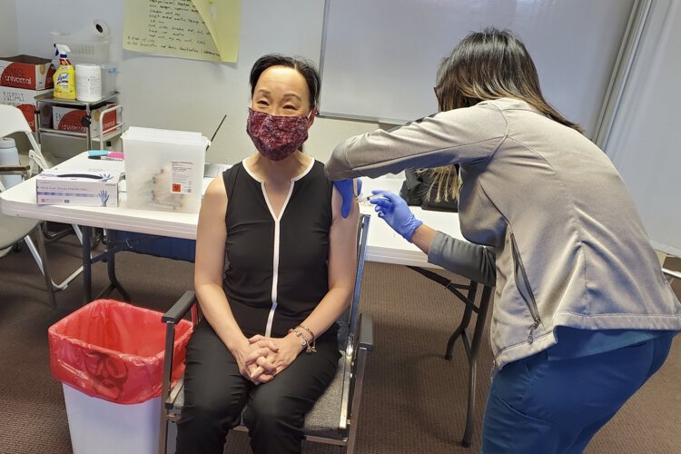 Dr. Amy F. Lee,  ASIA, Inc.’s current board president, got her vaccine at the ASIA’s International Community Health Center in Akron earlier this year.