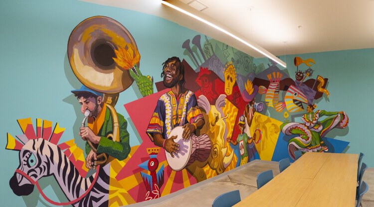 Derek Brennan mural - Cleveland Museum of Art Community Arts Center Grand Opening Event at the Pivot Center