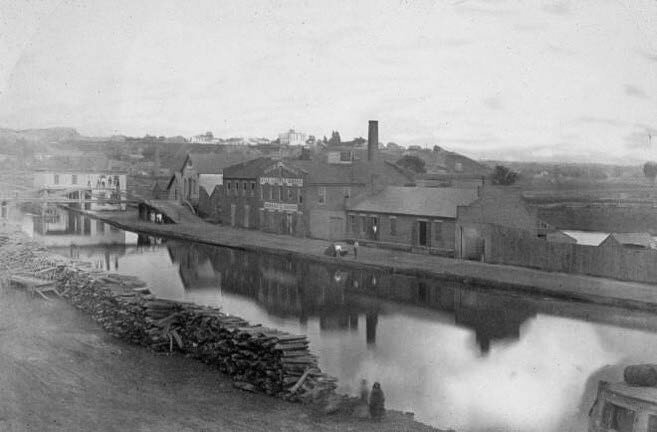 Ohio and Erie Canal at the foot of Superior "Under the Hill" 1859