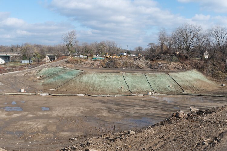 The Opportunity Corridor construction looking east toward Kinsman Rd in November 2020