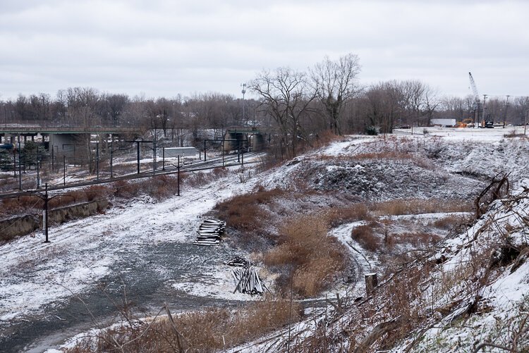 The Opportunity Corridor construction looking east toward Kinsman Rd in December 2019