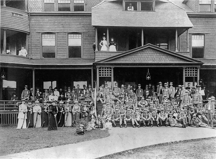 The Cleveland Grays gather at Camp Wise, ca. 1890s