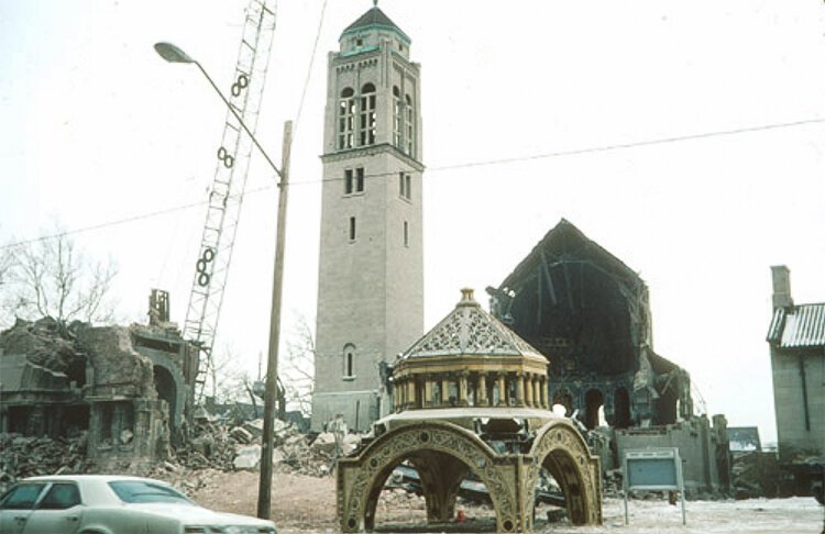 Demolition of St. Agnes Church in 1976