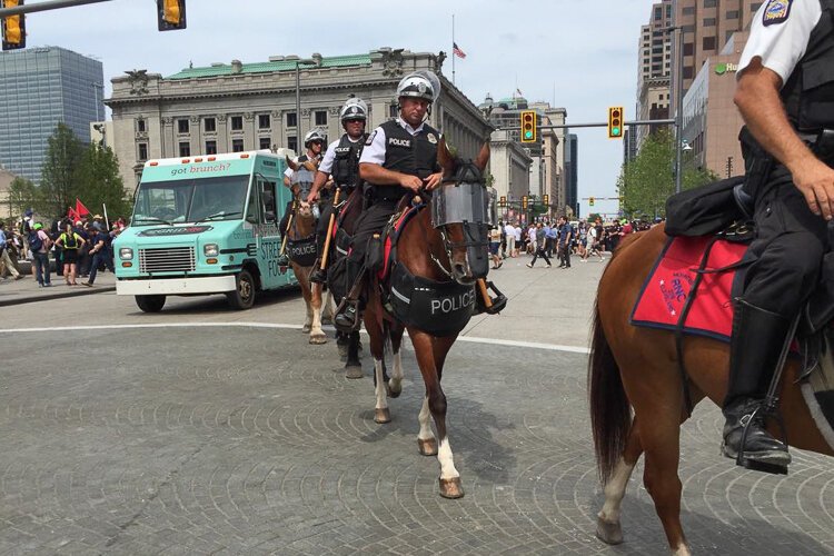 The Mounted Unit patrolling the 2016 Republican National Convention in Cleveland.