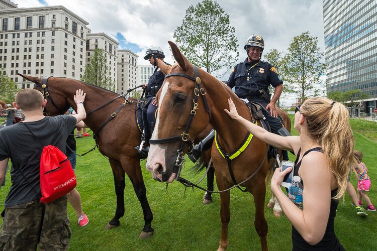 Police Mounties in Public Square during Pride in the CLE 2016.