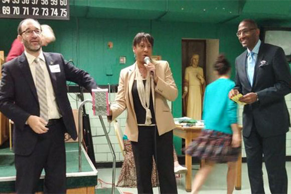 Councilman Tony Brancatelli, Angela Woodson of Global Cleveland and Councilman Zack Reed - Community Conversation meeting