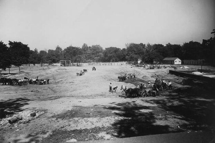 Museum construction site, circa June 1913.
