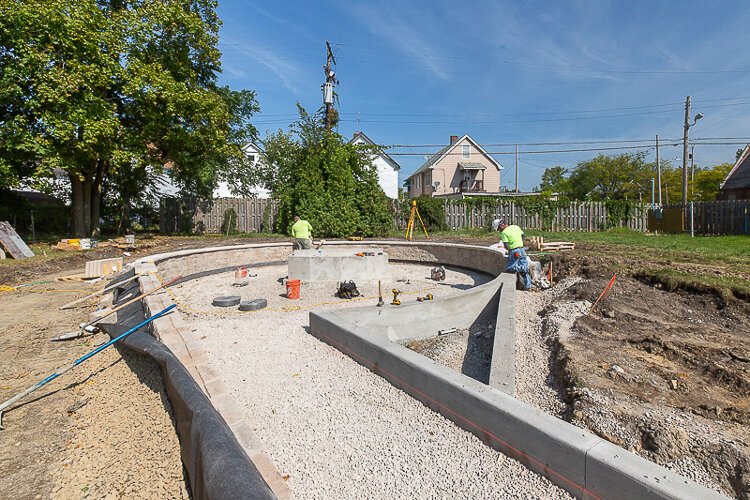 During construction of the Garden of Eleven Angels