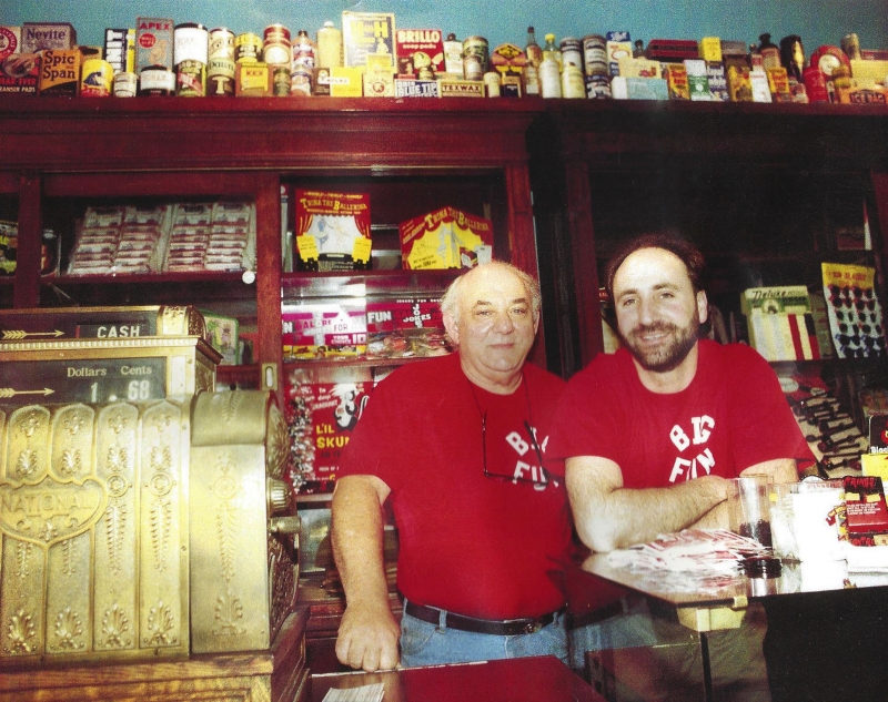 Steve Presser with father Marvin at Big Fun's 1991 grand opening