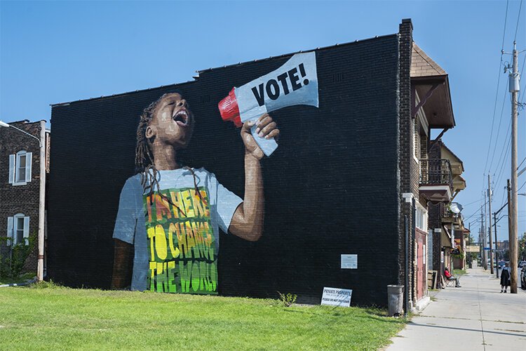 Robin Robinson and Gary Williams - Vote Mural at E.91st and St. Clair Ave.