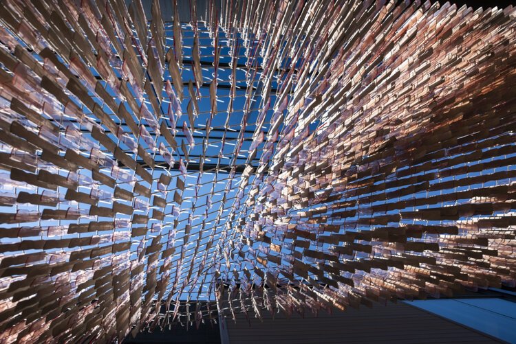 Stratus by artist Laura Skunta in the Van Aken Bowser Alley.