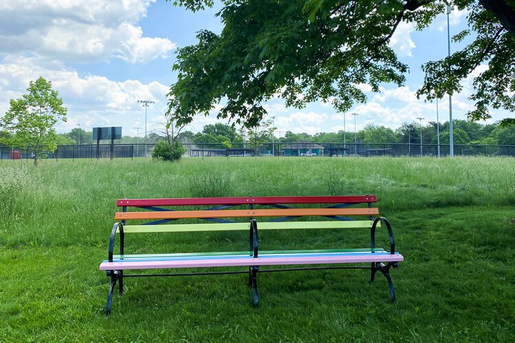The City of Cleveland Heights installed five rainbow-colored benches in its five major parks